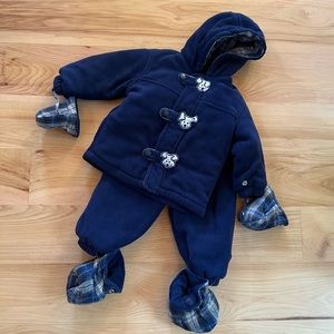 ROTHSCHILD FLEECE TWO PIECE SNOW PANTS AND HOODED COAT  SIZE 24 MONTHS
